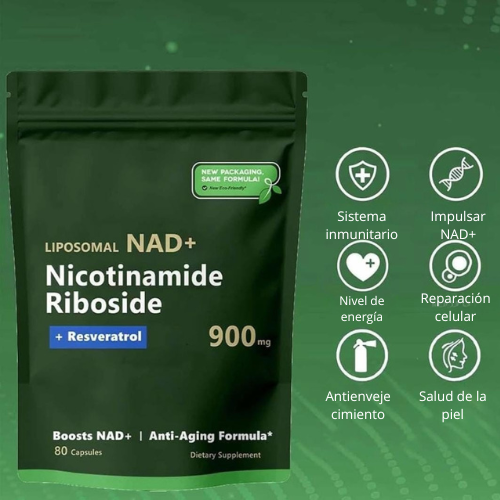 Liposomal NAD+ con Resveratrol - Elimina las Arrugas Revitaliza tu Energía y Juventud en solo 30 días