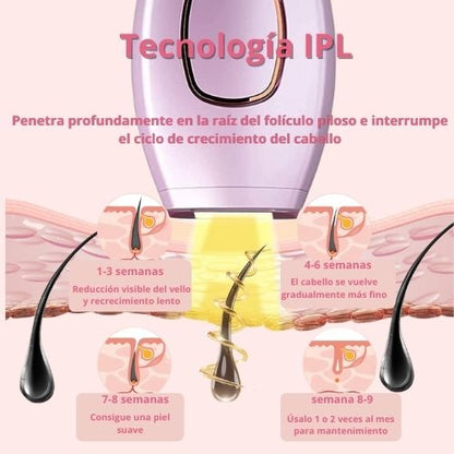 Depiladora IPL piel suave y sin vello en semanas.
