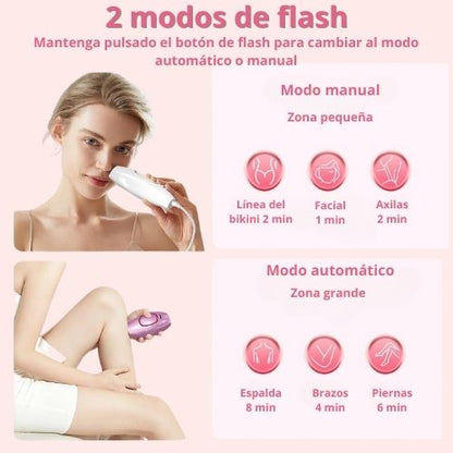 Depiladora IPL piel suave y sin vello en semanas.